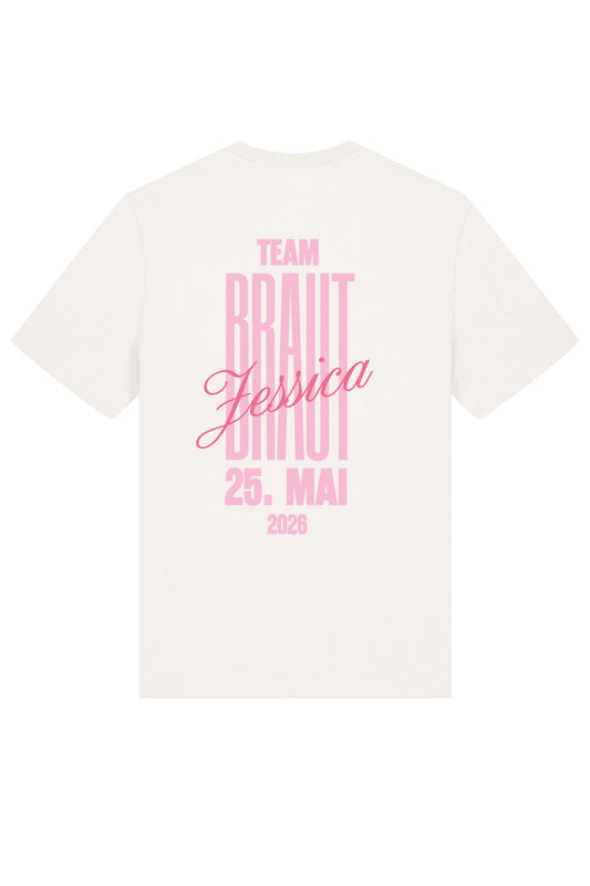 Team Braut Name JGA Shirt - Bio-Baumwolle Off-White