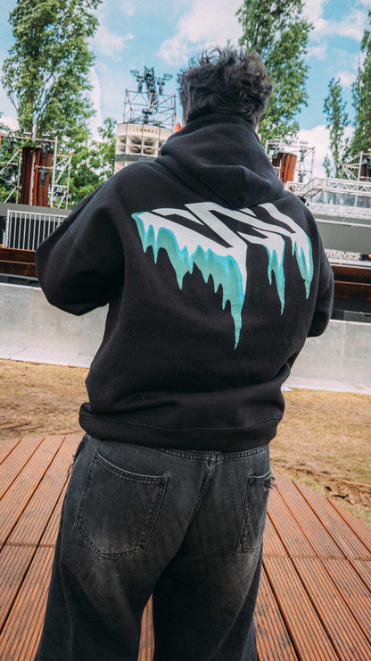 WAVES Logo Oversized Hoodie Black Out – Official WAVES Open Air Merch 2026