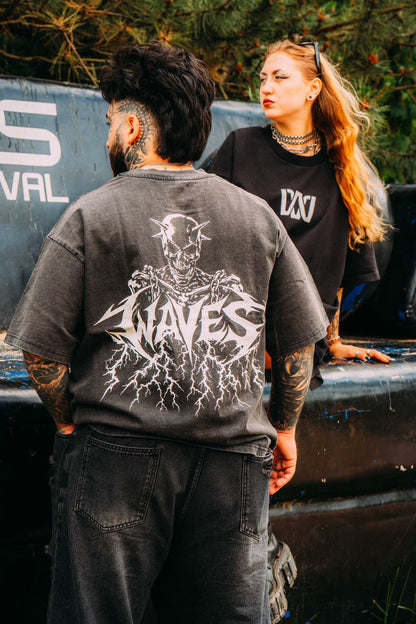 WAVES Tribal Oversized Shirt Vintage Black— Official WAVES Open Air Merch 2026