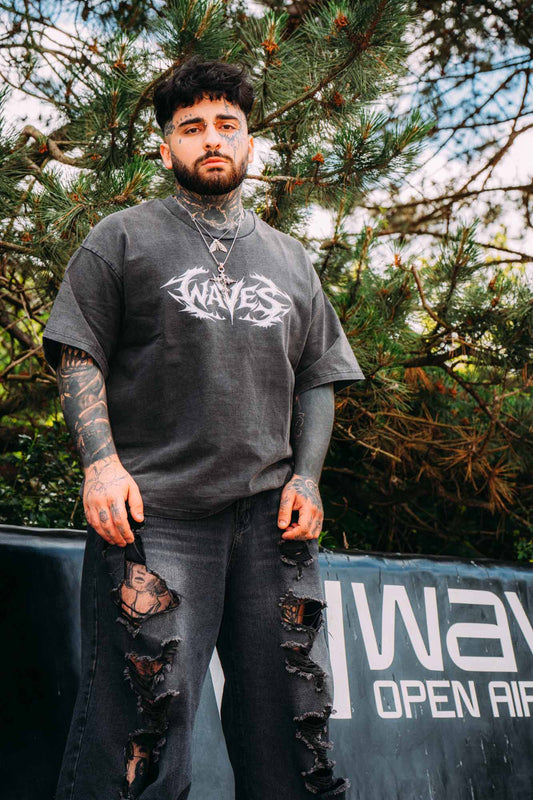 WAVES Tribal Oversized Shirt Vintage Black— Official WAVES Open Air Merch 2026