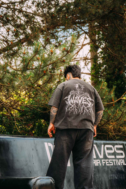 WAVES Tribal Oversized Shirt Vintage Black— Official WAVES Open Air Merch 2026