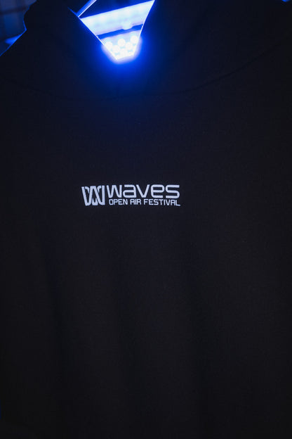 WAVES Logo Oversized Hoodie Black Out – Official WAVES Open Air Merch 2026